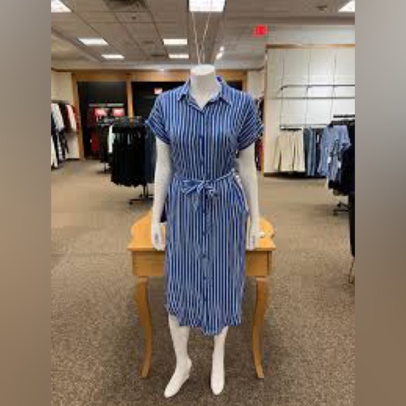 Daily Thread Blue Stripped Shirt Dress Size L NWT - Picture 3 of 6